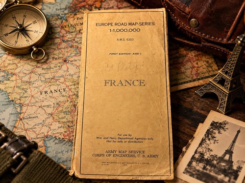 1944 francia europa road map - europa,